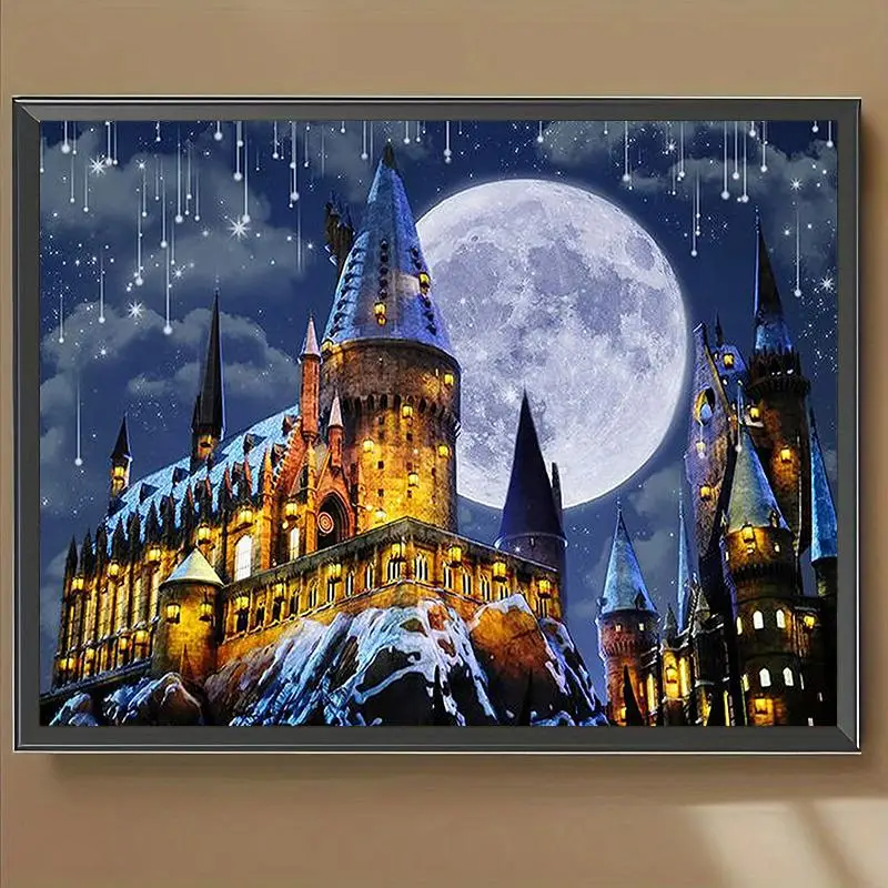 Hogwarts Castle Pattern DIY Diamond Arts Colorful Painting Kit without Frame, DIY 5D Diamond Arts Colorful Painting for Bedroom Wall Craft Decoration
