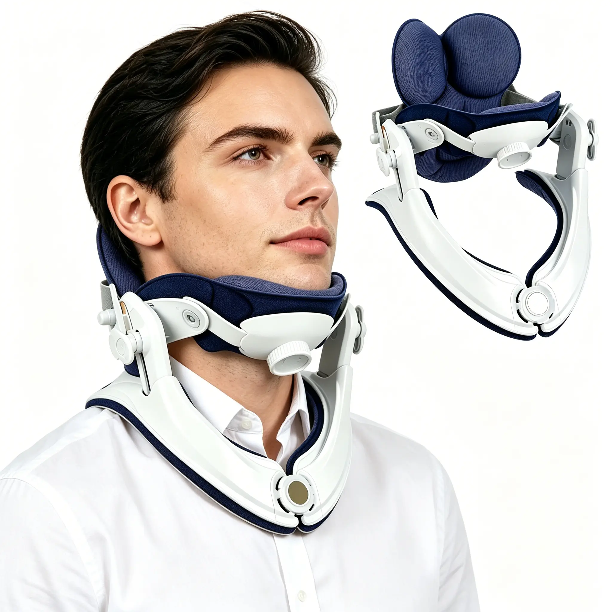 Adjustable Cervical Neck Traction Collar, Ergonomic Soft Pad Neck Support Brace for Neck Pain & Forward Head Posture Correction