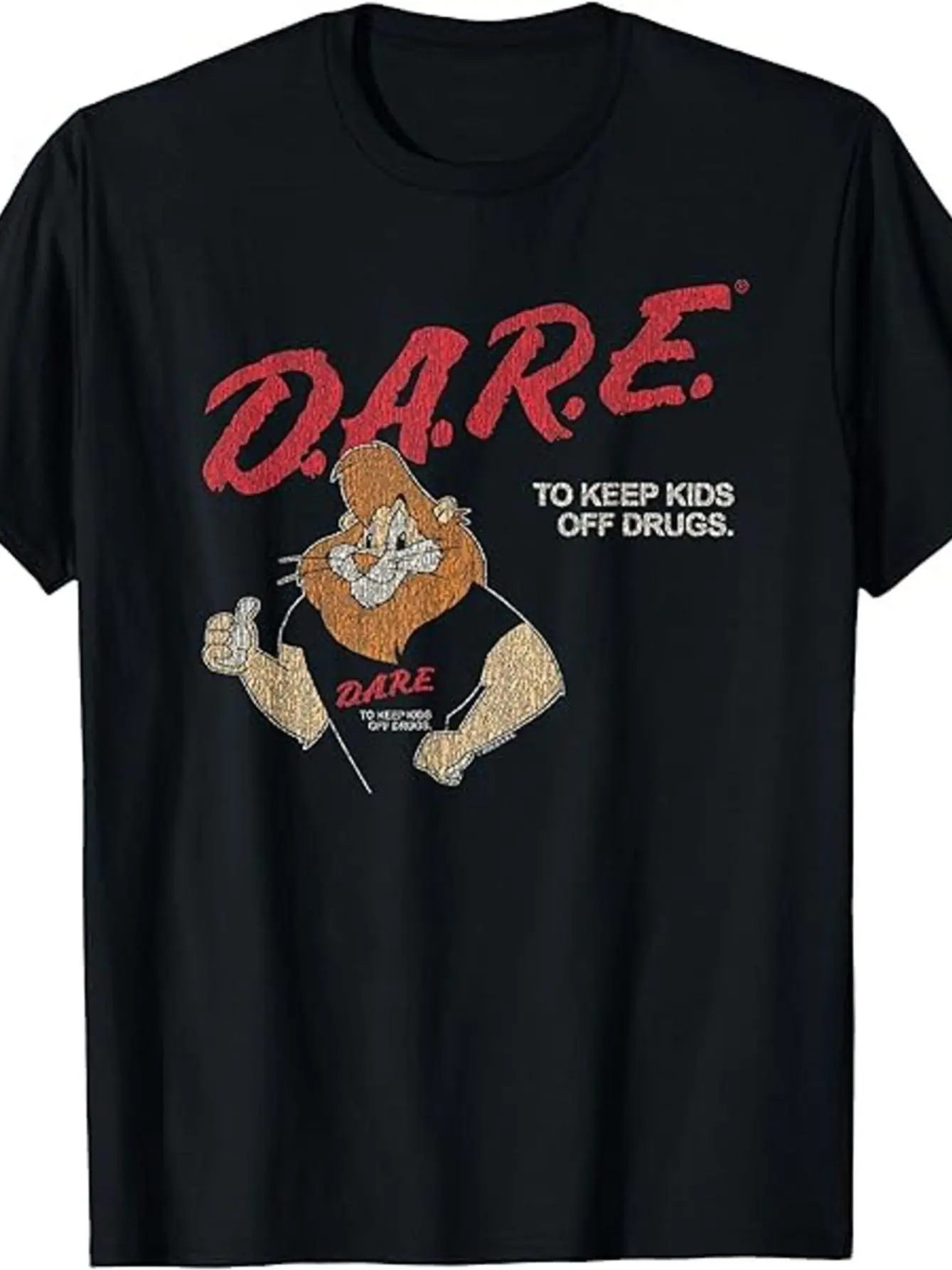 Men's 90s Retro D.A.R.E Short-Sleeve T-Shirt, Dare Themed Graphic Design Top Gooner Eat Sleep Goon Repeat Washed Acid Vintage cotton favorite tee color comfort Unisex tshirt kemp tia white charleston