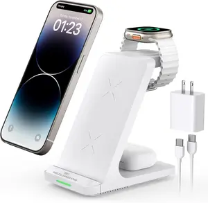 Wireless Charging Station, 3 in 1 Fast Wireless Charger Stand for Multiple Devices Apple Watch Ultra Series 11 10 9 8 7 6 SE 5 4 3 2, iPhone 17 16 15 14 13 12 11 Pro Max/Plus/Air/X/XS/XR/SE, Airpods Electronic