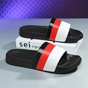 Men'S Striped Fashion Slide Sandals -Black with Colorful Stripes (Black, Green, Red, etc.), Non-Slip Comfort, Lightweight & Affordable, Ideal for Home, Outdoor, and Shower Use, EVA Ultra-Light Sole, Cloud-like Feel, Slip-On Open   Boy Flipflop Slipper