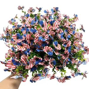 40 Patriotic Flowers, US Flag, Memorial Day  Red Blue White Cemetery Flowers Patriotic Stars & Stripes Roses Bulk for Veteran 4th of July Independence Day Grave Home Decorations