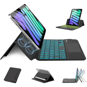 Magic Touchpad Keyboard Case for iPad mini 7 (2024)/Mini 6 (2021) 8.3 inch, Slim  Folio with Type-C 7Colors Backlit TrackPad Keyboard fit iPad mini 7th (A17 Pro)/6th Generation Black