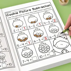 32 Pages Of Math Exercises On Addition And Subtraction Within 10, For Preschool Education, Mental Arithmetic Practice Book, Picture-Based Equation Writing And Decomposition Calculation Arithmetic Problems, Learning Materials