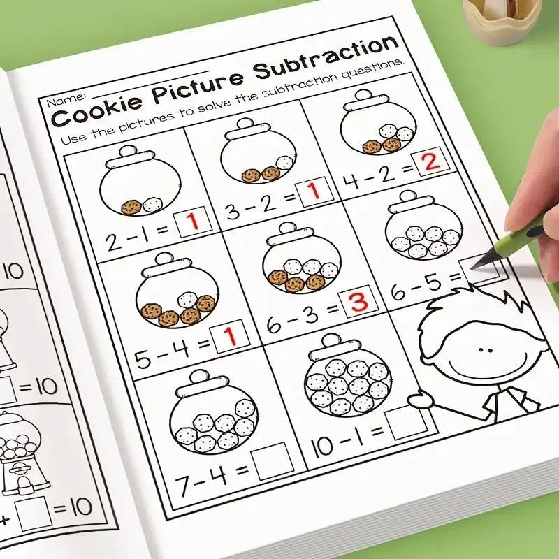 32 Pages Of Math Exercises On Addition And Subtraction Within 10, For Preschool Education, Mental Arithmetic Practice Book, Picture-Based Equation Writing And Decomposition Calculation Arithmetic Problems, Learning Materials