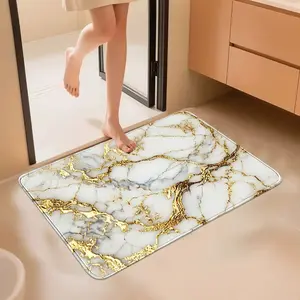 Luxury Gold Foil Marble Print Bath Mat, Comfortable Non-Slip Foot Pad, Multiple Sizes Romantic Bathroom Rug, Summer Decorative Mat