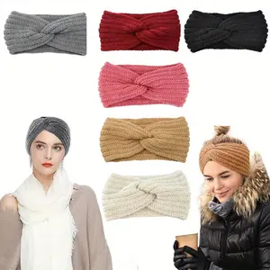 6 Pcs Knitted Hair Bands Hair Styling Accessories, Cross Elastic Hair Accessories, Warm Women's Sports Hair Bands, Autumn and Winter Warm Ear Protection Headband