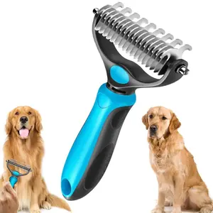 2026 New Pet Grooming Brush-Double Sided Hurtless Shedding and Dematting Undercoat Rake Comb for Dogs and Cats, No More Nasty Shedding or Flying Hair