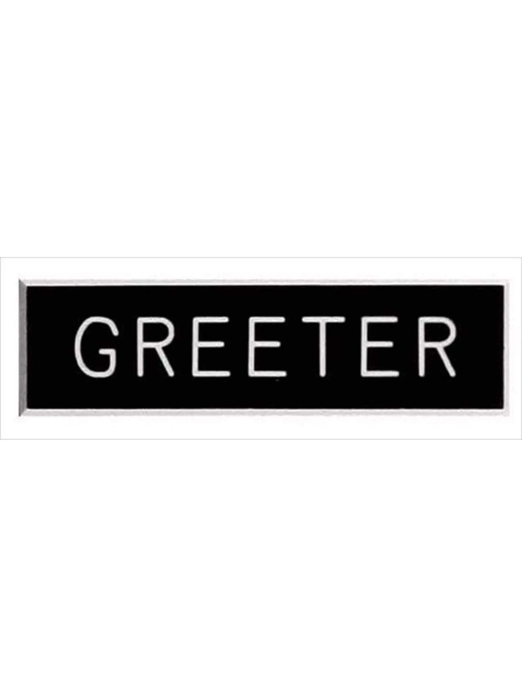 Swanson Christian Supply 80523 Engraved Text Badge-Greeter-Pin Back Brooch, 5/8 x 2 in Plastic Collar Accessory for Ceremony Ushers and Deacons, Badge Function, Standard Size