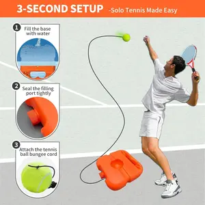 Tennis Single-Player Training Kit – a portable solo practice system that includes 3 tennis balls, 3 elastic bands, and a stable base. It is the ideal training companion for adults and children who want to stay fit or improve their tennis skills.