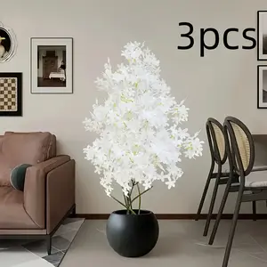 3 large artificial cherry blossom trees (excluding flower pots) - Artificial Faux Plants, plastic flowers, suitable for indoor and outdoor weddings, home decoration, office decoration, party decoration, no maintenance required, wedding decoration