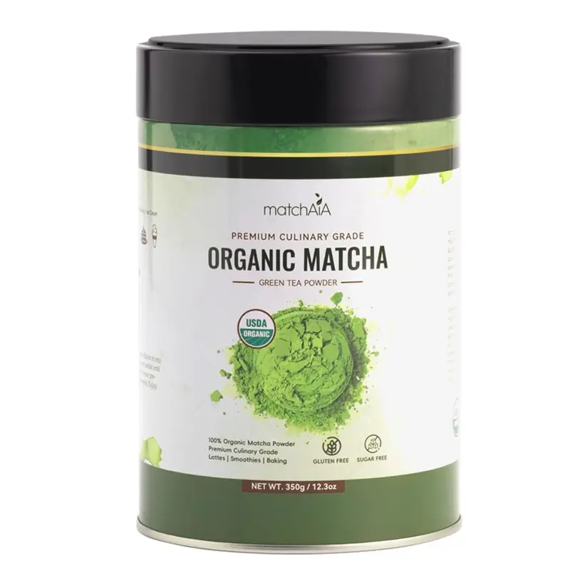 MatchAiA Premium Culinary Grade, USDA-Certified Organic Matcha, 100% Pure Green Tea Powder, Perfect for Lattes, Smoothies, Desserts and Baking, Sugar Free, Gluten Free (350g / 12.3oz Tin Can)