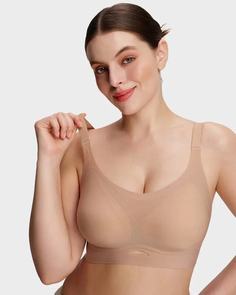 SHECURVE Women's 4D Light Sculpting Seamless Jelly Wireless Push Up Bralette - No-Slip Wide Straps, Lift & Shape Support, Ventilation Design to Reduce Stuffiness for Smooth Look