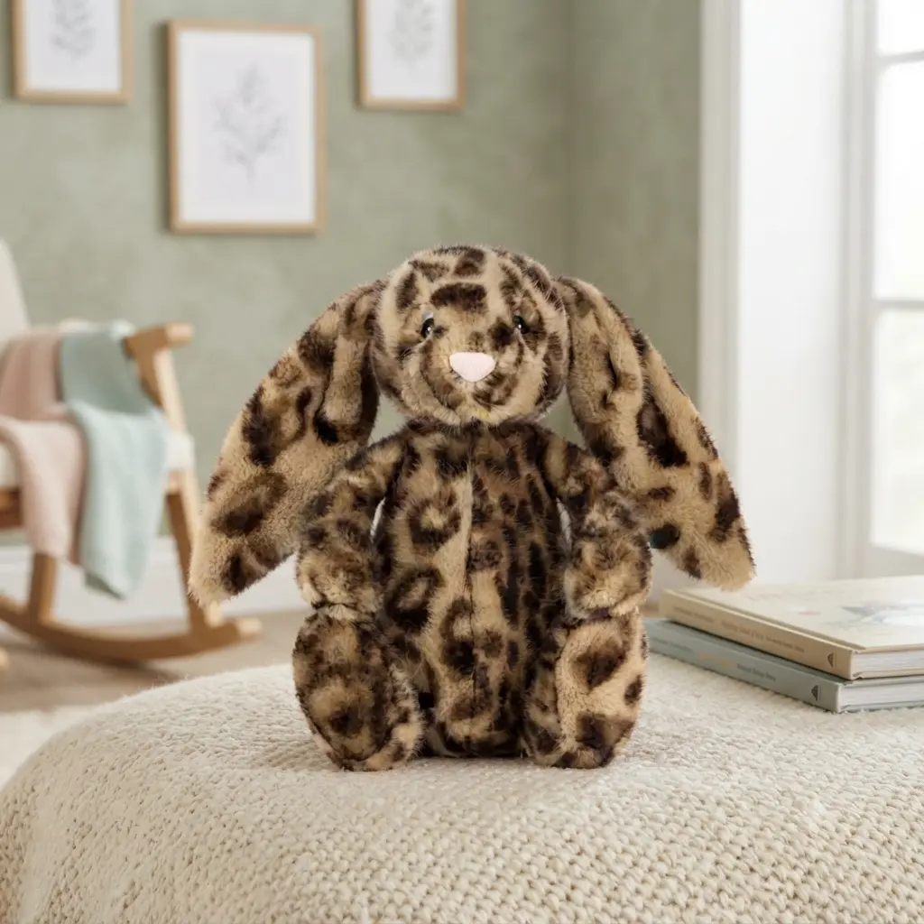 Jellycat Leopard Print Bunny Plush Stuffed Animal with Drawstring Gift Bag – Soft Fluffy Cheetah Spot Bunny Rabbit Plushie
