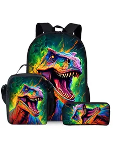 Dinosaur backpack three piece set includes lunch bag and pencil case