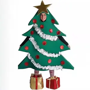 Women's Christmas Tree Christmas Stage Performance Costumes, Christmas Tree Doll Costumes Decorated Funny Props Including Foot Covers Cosplay