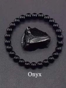 Unisex Minimalist Black Onyx Beaded Bracelet, Fashionable Jewelry for Men & Women for Party, Daily Clothing Decor, Trendy All-match & Exquisite Jewelry for Birthday Gift