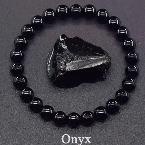 Unisex Minimalist Black Onyx Beaded High Quality Bracelet, Fashionable Jewelry for Men & Women for Party, Daily Clothing Decor, Trendy All-match & Exquisite Jewelry for Birthday Gift