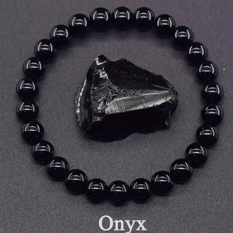 Unisex Minimalist Black Onyx Beaded High Quality Bracelet, Fashionable Jewelry for Men & Women for Party, Daily Clothing Decor, Trendy All-match & Exquisite Jewelry for Birthday Gift