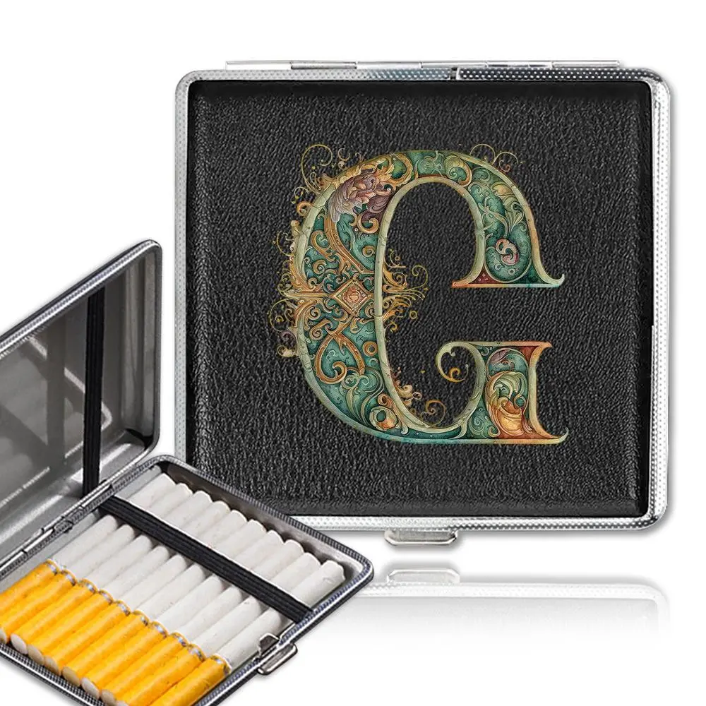 Letter Pattern Vintage PU Leather Cigarette Case, 1 Count Portable Dust-proof Cigarette Box, Lightweight Organizer for Home & Travel