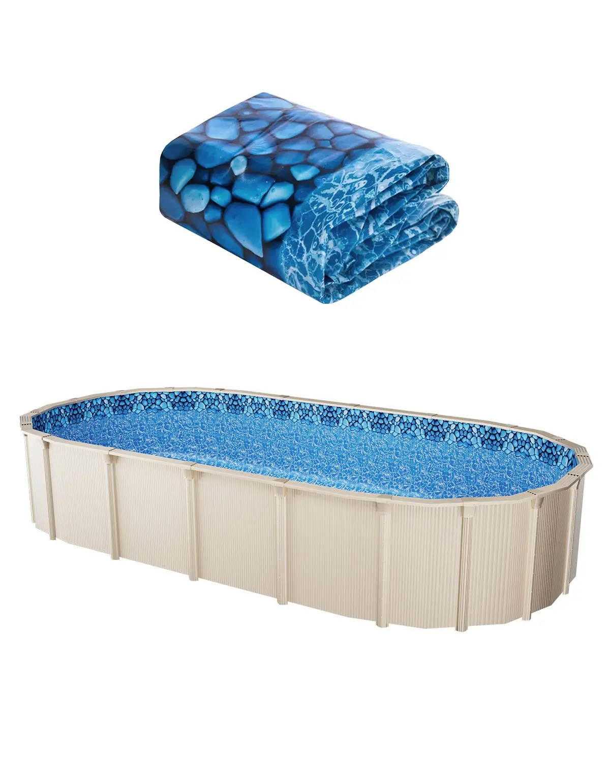 【summerfinds】VEVOR Oval Pool Liner 12x24ft Unibead Style Pool Liner 52in Wall Height Durable, Outdoor, Swimming Pool Liner