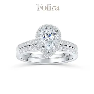 Elegant Two-Piece Teardrop Cubic Zirconia Ring Set for Women | Stylish & Versatile | Ideal Choice for Engagement or Proposal | Sizes 5–10