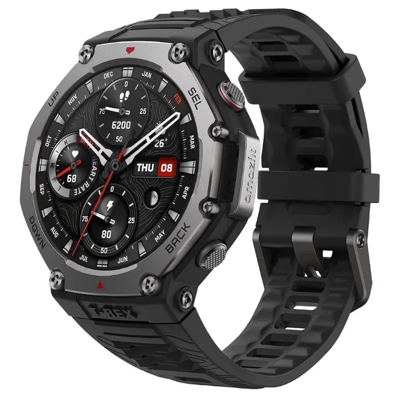 Amazfit T-Rex 3 Smart Watch Outdoor Rugged Military 48mm, GPS, Offline Maps, 27 Days Battery Life, 147 Feet Freediving, 328 Feet Water-Resistance, AI & 170+ Sports Mode, for Android & iPhone, Blac