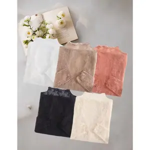 1pcs/3pcs/5pcs 5Color Women Lace Turtleneck Blouses Autumn Winter Delicate Floral Basic Tops Vintage Aesthetic Classy Feminine Long Sleeve Inner Wear Blouses