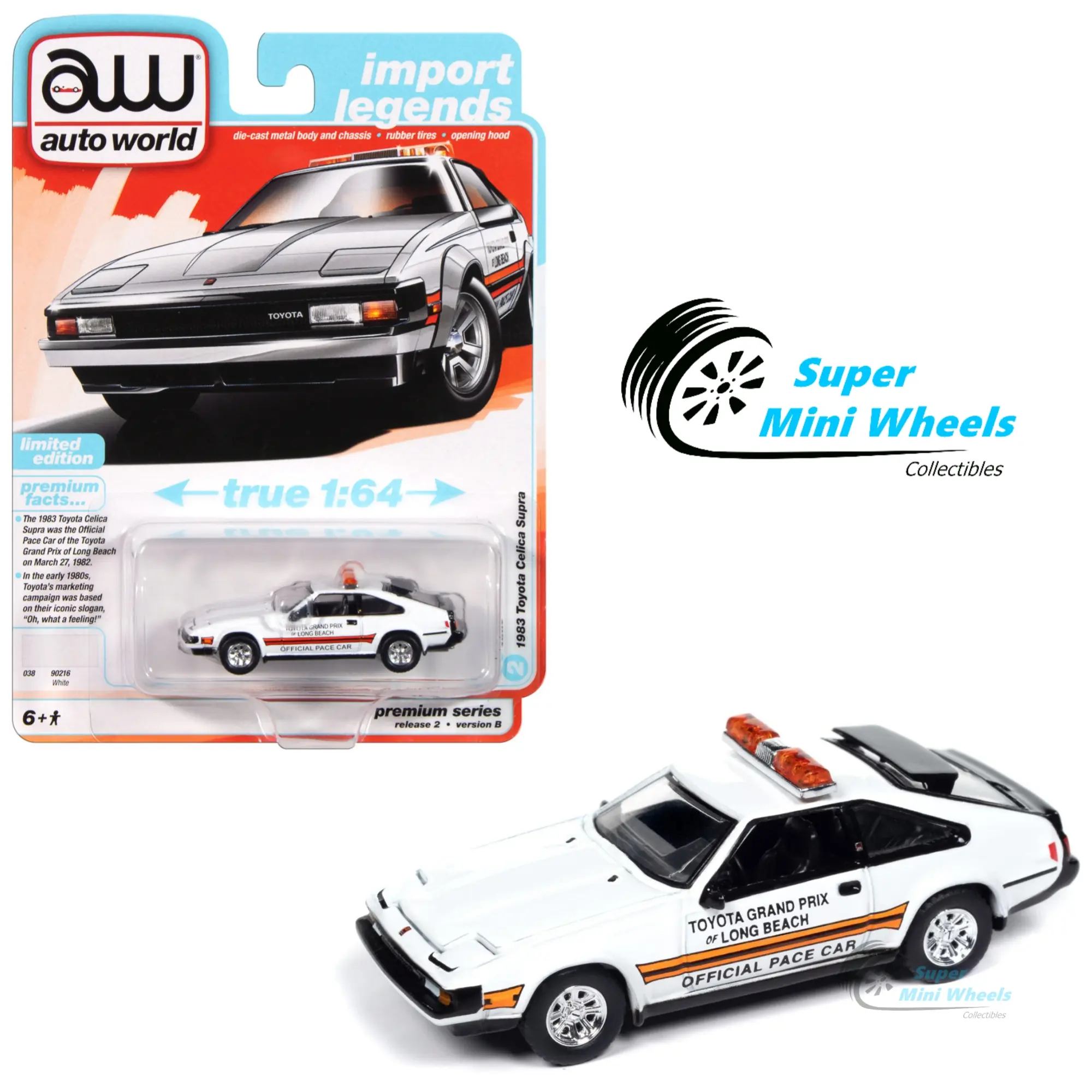 Auto World 1:64 - 1983 Toyota Celica Supra Toyota Grand Prix Of Long Beach Pace - Diecast car