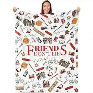 Friendly S Don't Lie" Ultra-Soft Plush Fleece Blanket for Men, Women, and Friends - Perfect Gift for Friends, All-Season Use on Sofa or Bed, Machine Washable, Contemporary Design with Playful Illustrations of Friends and Fun Activities