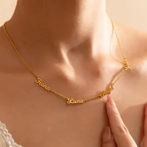 AS203 Multiple Names Necklace Personalized Family 3 or 4 Children Names Necklace, Gifts for Mum, Christmas Gifts