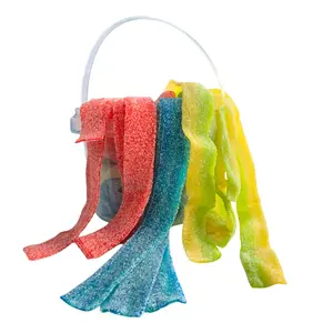 Trendy Treats Triple Sour Strips Flavors Mini Bucket - Sour Pickle Strawberry & Blue Berry - Perfect On-The-Go Snack - Easy to Carry