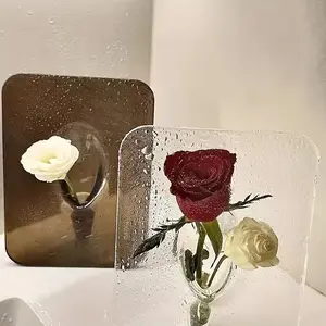 Modern Rectangular Frame Vase - Heavy-Duty Clear Plastic with Architectural Design, a Contemporary Centerpiece for Home & Office, Perfect with Artificial or Cut Flowers