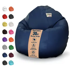 Vinyl Bean Bag Chair Marine Grade Premium - Waterproof, UV resistant ComfyBean Adult size lounger classic style Indoor Outdoor Boat beanbag chair