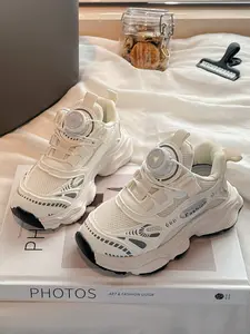 Breathable Mesh Sports Shoes, Knob Closure Thick Sole Anti-Slip, Unisex Casual Fashion Sneakers for All Seasons