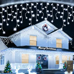 Christmas Lights Super Long 1280 LED 131 FT LED String Lights with 240 Drops Plug in 8 Modes Christmas Decoration for Holiday Wedding Party Bedroom Garden Patio Outdoor Indoor (Cool White)