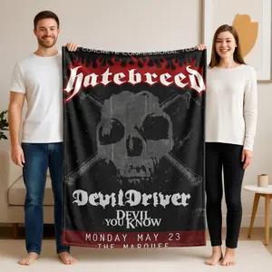 1 piece Hatebreed and DevilDriver join forces for the Concrete Confessional Tour. themed flannel blanket - Modern design geometric pattern flannel sofa blanket, suitable for beds and sofas, all-season use, super soft and comfortable, digitally