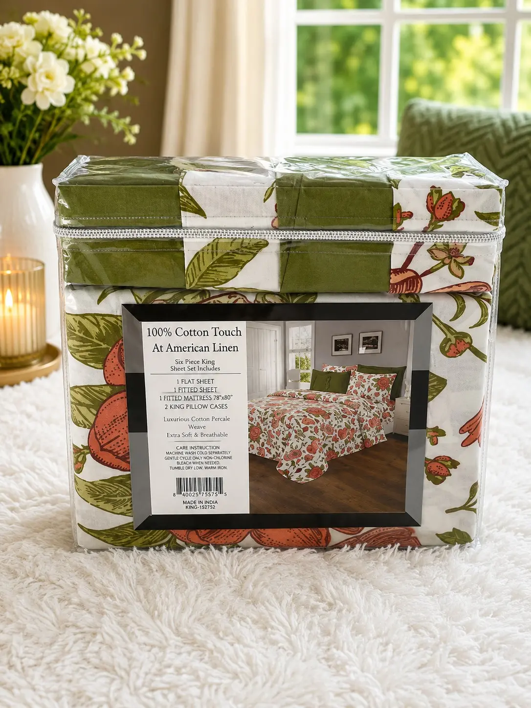 6-Piece Bedding Sheet Set, Soft Linens for Bedroom Pillowcases and Fitted/Flat Sheets