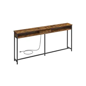 VASAGLE Narrow Console Table with 2 Outlet and 2 USB Ports - 70.9-Inch Long Entryway Table for Living Room - ULNT118B01