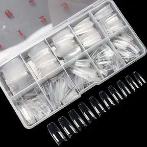 500PCS Clear False Nails Tips, Half Cover Lady French Style Acrylic Artificial Tip Manicure with Box of 10 Sizes for Nail Tips Art Salons and Home DIY…