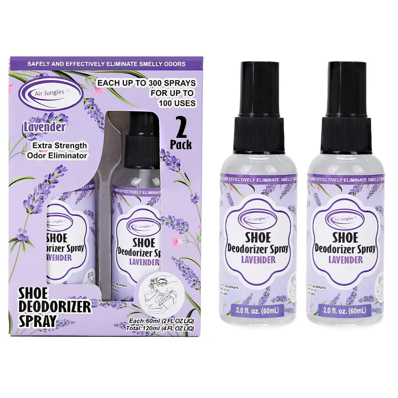 Air Jungles Odor Deodorizer Spray for Shoes, Gym Bags Drawers and Locker Natural Tea polyphenols and Essential Oil Long Lasting Air Freshener Footwear Comfort Bedroom
