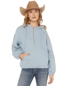 Hooey Women's Half Zip Hooded Pullover - Hh1310bl