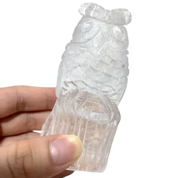 IG Crystal 1 Count Clear Quartz Owl Crystal Healing Stone Home Decoration