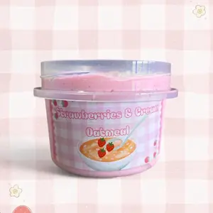 Strawberries & Cream Oatmeal Slime | Strawberry & Milk biscuits scented perlite crunchy slime