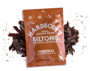 Hardbody's Air-Dried & Spiced Beef (Jerky/ Biltong): 0 Sugar, No Preservatives, Keto/ Paleo-Friendly, 32g of Protein, Gluten-Free