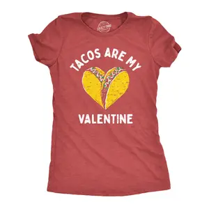 Womens  Tacos Are My Valentine T Shirt Sarcastic Valentines Day Graphic Tee for Ladies Funny Womens T Shirts Cute Vintage Fashion Casual Ladies T-Shirt Gift Love Tops for Women Funny Food Top Women's Novelty Red -