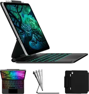 Edge Keyboard Case for iPad 11th Gen A16 (2025) & 10th Gen 10.9" (2022)  Multi-Touch Trackpad, 11-Color Backlit Magic-Style Keyboard  Floating  Stand, Pencil Holder  Black