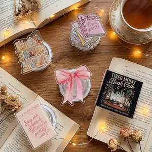 Coquette Bow Phone Charm & Grip Set, Pearl Beaded Wrist Strap, Cute Pink Ribbon MagSafe Holder, Soft Girl Aesthetic Gift for Kindle Readers.