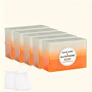 5 pieces of 100g glutathione kojic acid soap - dual color kojic acid soap deeply cleanses and moisturizes facial and body skin, creating flawless and radiant skin that is suitable for all skin types