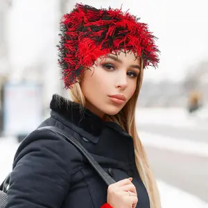 Unisex Distressed Y2K Knitted Beanie - Fuzzy Thick Warm Winter Hat for Men and Women, Perfect for Outdoor Skiing, Snow Activities, and Cold Weather